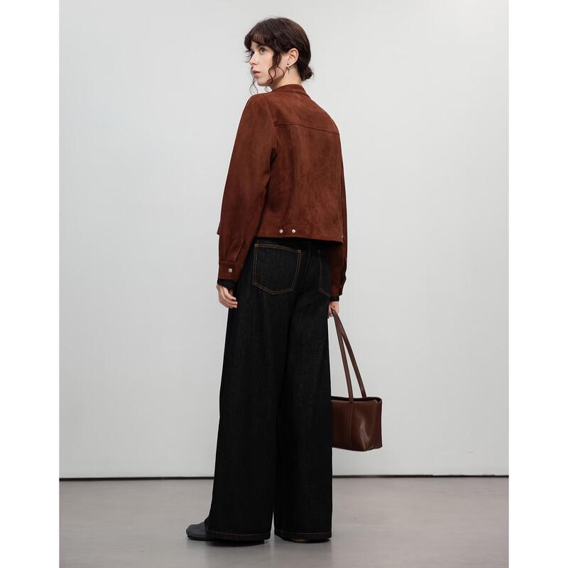 Women's Retro Suede Stand Collar Short Jacket