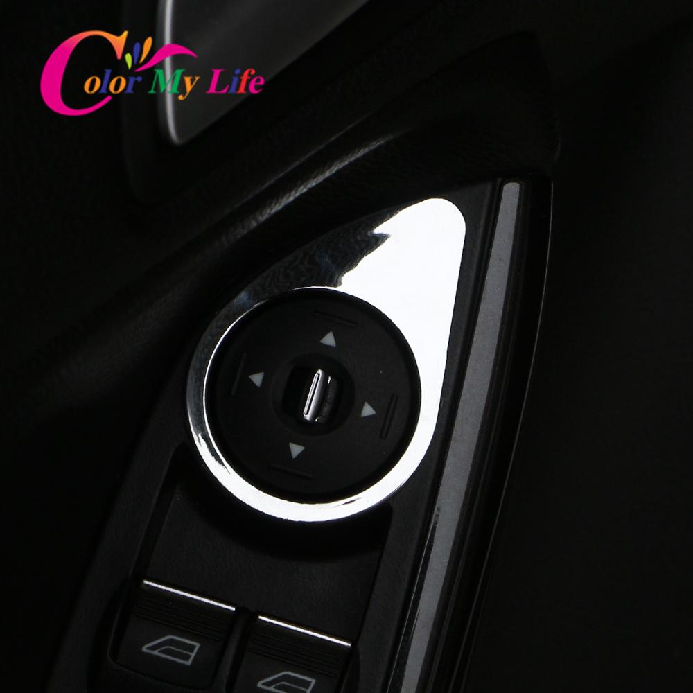 Color My Life ABS Chrome Rearview Mirror Adjustment Knob Panel Cover Trim for Ford Focus 3 4 MK3 MK4 2012 - 2018