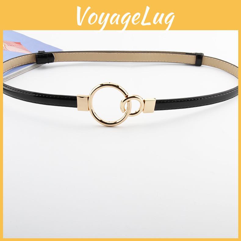Simple Solid Color Ring Buckle Decoration Women Slim Waist Belt For Elegant Events