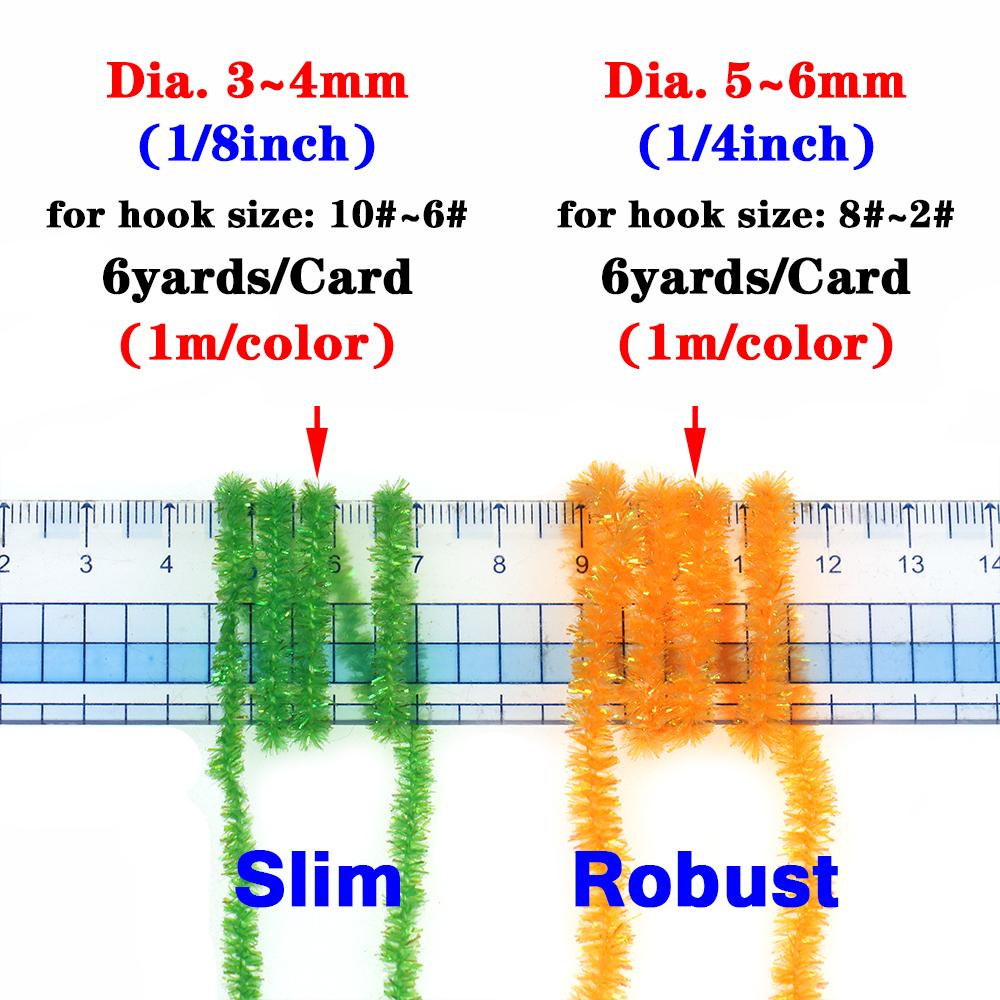 4mm 6mm Ice Dub Chenille Fliegenbinden Glitzergarn für Woolly Bugger Schillernde Körperwicklung, Lachs- & Steelhead-Fliegen Köder