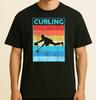 Mens Curling Winter Sports Retro Vintage Funny  Size S-4XL Unisex T-Shirt
