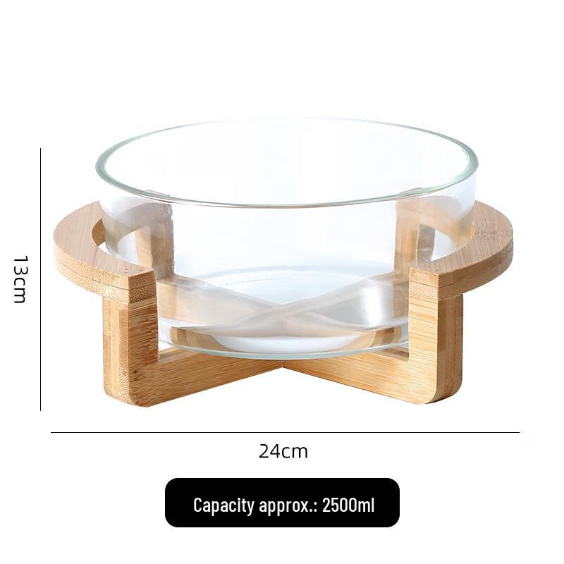 Bamboo Wood Base Glass Fruit & Snack Plate