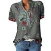 Women's Fashion Printed V-neck Short Sleeve Blouse, 10 Colors 8 Sizes Available Casual Summer Top