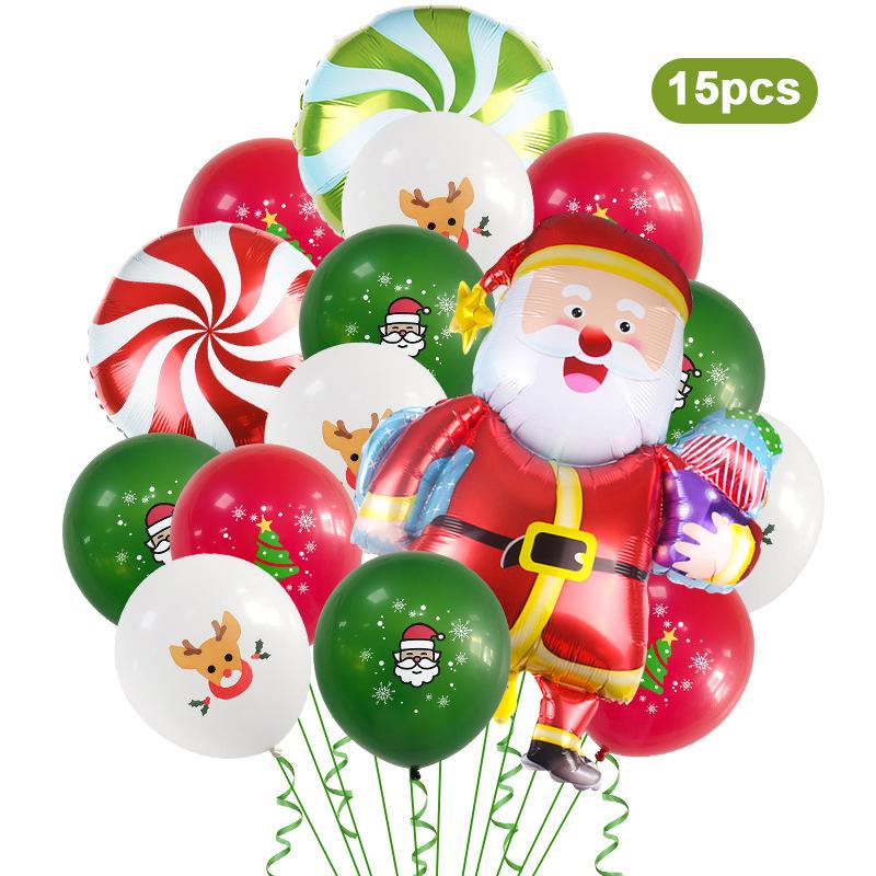 

Red And Green Confetti Ball Christmas Decorative Balloon Christmas Party Decorative Aluminum Film Balloon Set Type A