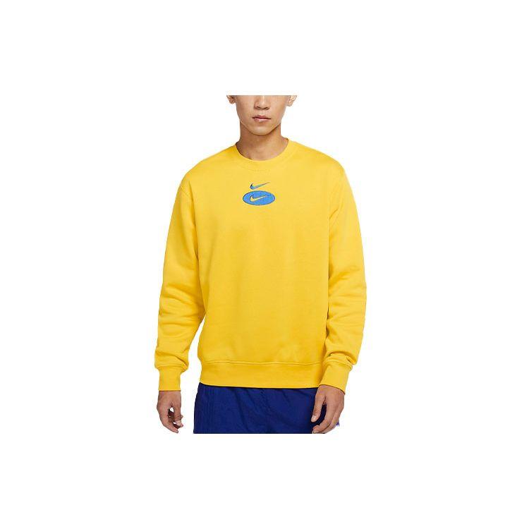Nike NSW BB Crew Logo Casual Sport Fleece Pullover Men Sweatshirt Bright-Sulfur DM5461-709
