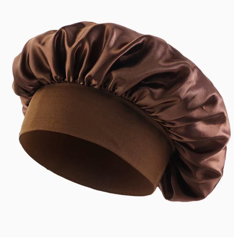 Grenzüberschreitende Elastische Satin-Schlafmütze mit breiter Krempe für Haarpflege und Wochenbettgebrauch für Frauen