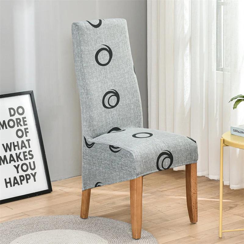 Geometric Long Back Dining Chair Cover Geometry Printed Stretch Spandex Elastic XL Banquet Party Europe Chair Slipcover Case