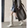 Autumn Women Boots Split Leather Women Shoes Pointed Toe Chunky Heel Slip-On Knee High Boots Western Modern Ladies Boots