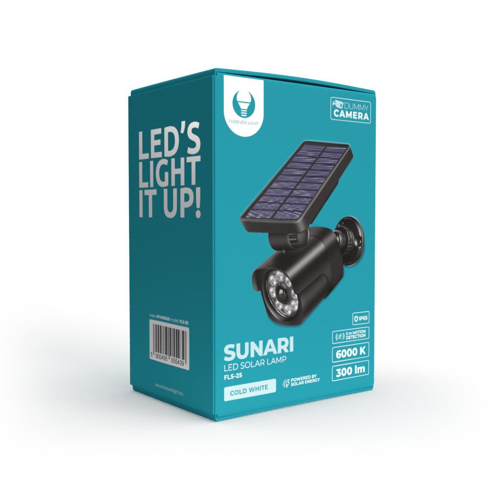 Forever Light Lampa Solarna Led Sunari Fls-25 Smd Pir Z Atrapą Kamery 4W 300Lm 6000K 1500Mah Li-Ion