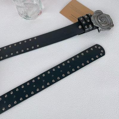 Rose Punk Style Belt Leather Rivet Decoration Versatile Personality Niche Design Wind Snap Buckle Belt