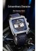 MEGIR Men's Leather Square Chronograph Quartz Watch