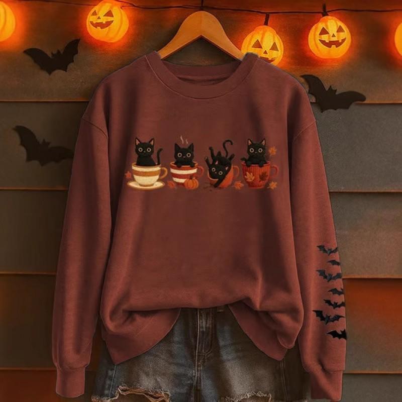 '' Halloween 3D Digital Print Casual Hoodie Women Animal Soft Cotton Blend Long Sleeve Regular Fit