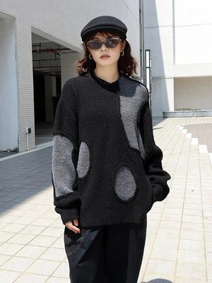 Strickpullover in Kontrastfarbe LJ1093