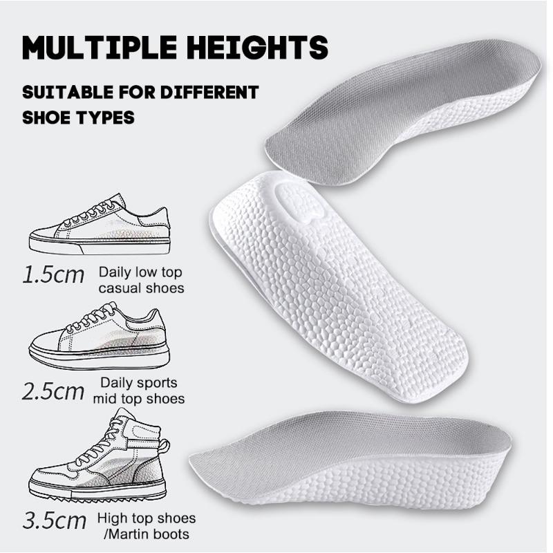 1.5-3.5CM Invisible Height Increasing Insole Orthopedic Arch Support Insole Soft Elastic Light Weight for Men Women Shoes Pads