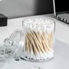 Acrylic Storage Box Bathroom Jar Makeup Organizer Cotton Round Pad Holder Cotton Holder Dispenser with Bamboo Lid Clear Plastic