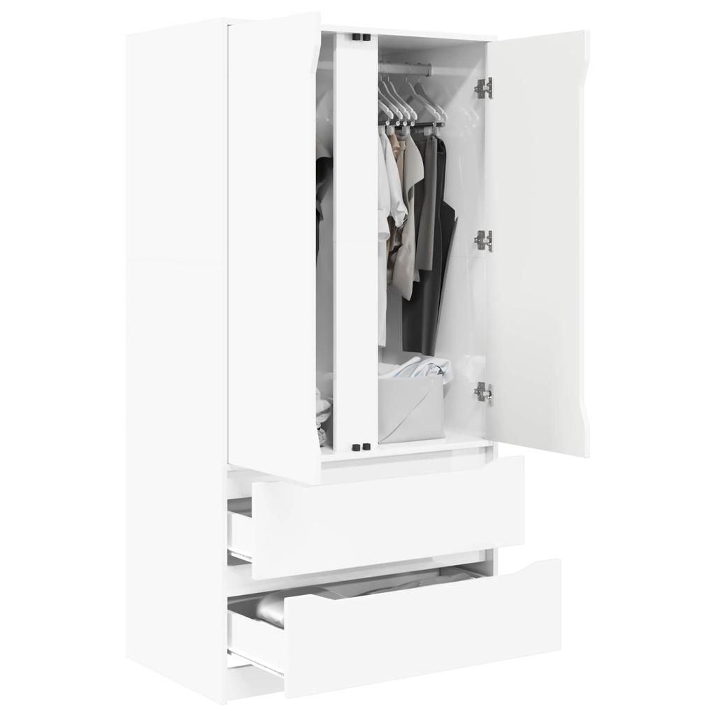 High Gloss White Wardrobe 79.5 X 49 X 156 Cm Particleboard