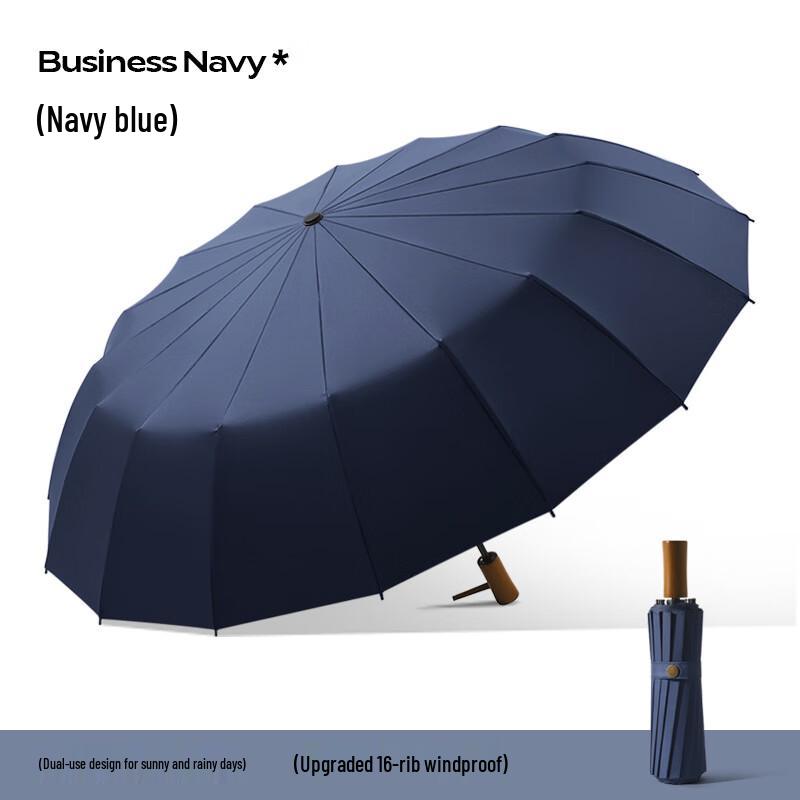 Nanqiao NQ-ZD 16-Rib Windproof Folding Umbrella with Wood Handle