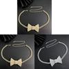 Romantic Water Diamond Choker Necklace With Butterfly Bow Design For Party Wear Women