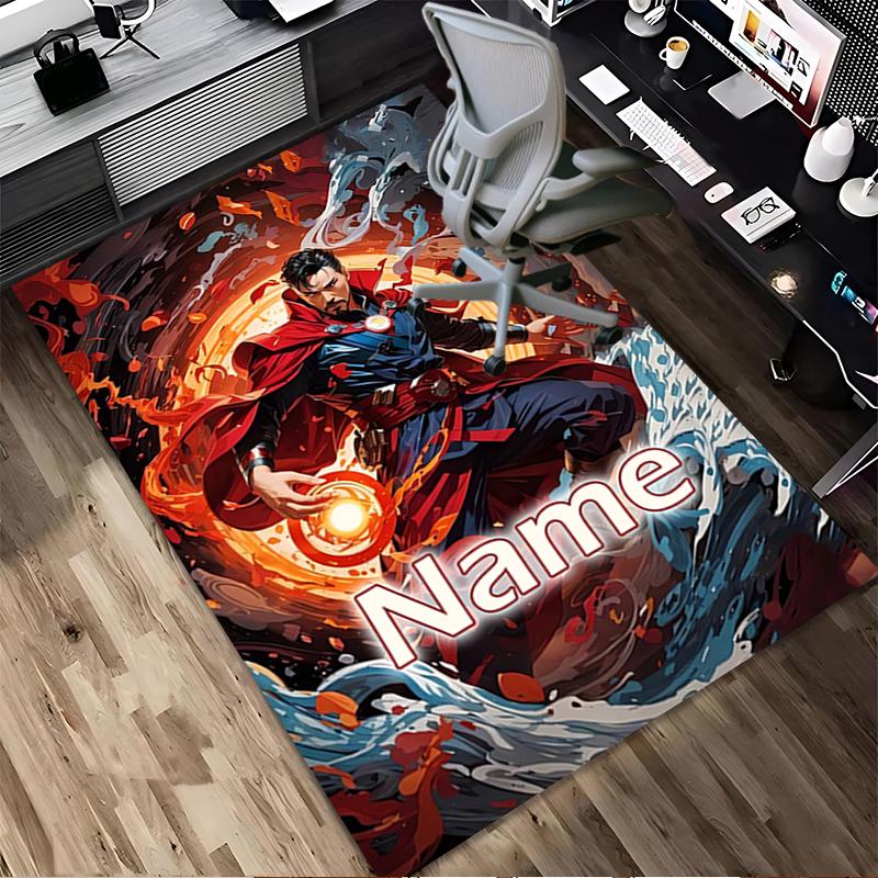 Personalized Name Superhero Power Living Room Non-Slip Area Rug Soft Carpet for Bedroom Playroom Sofa Office Home Decor Doormat