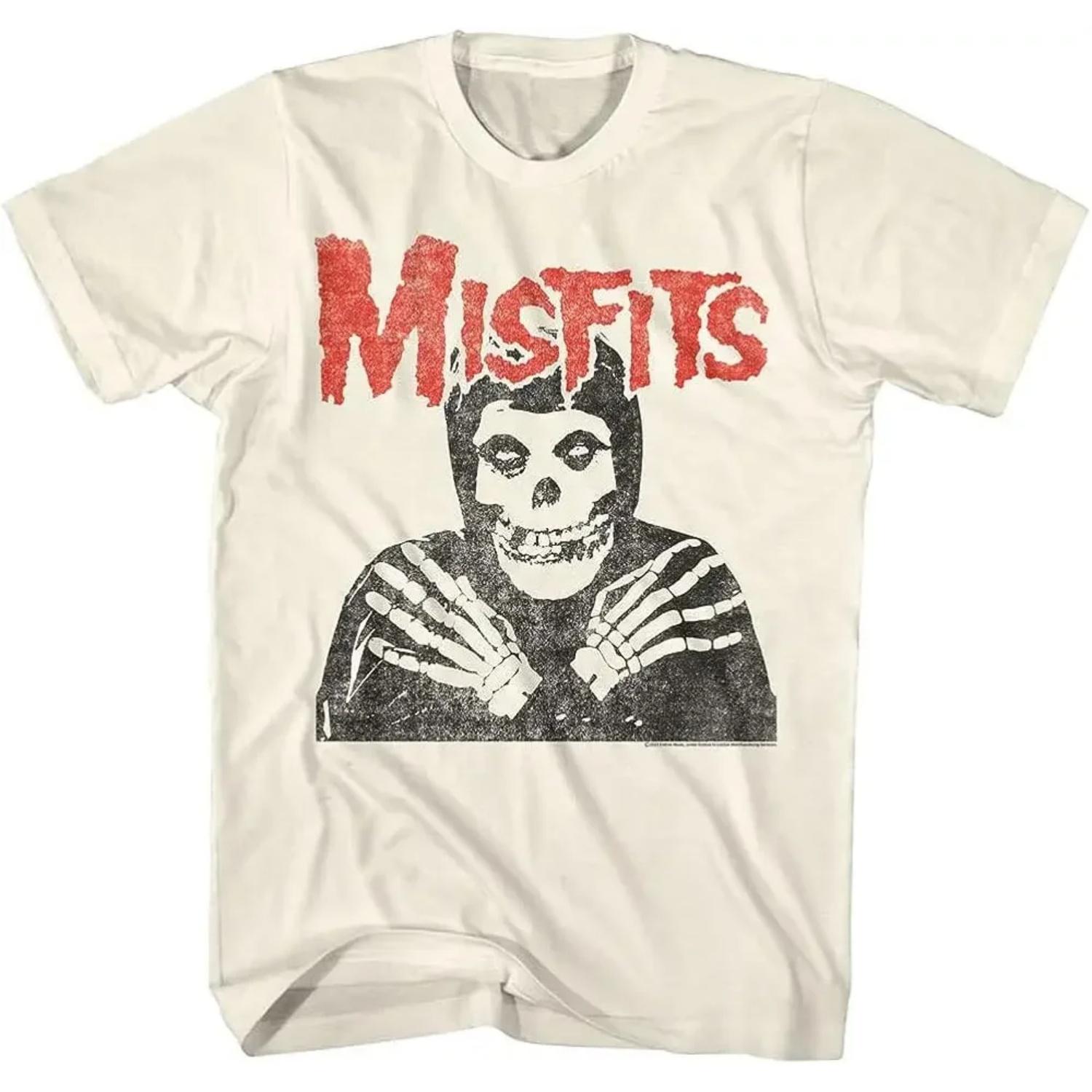 New Fashion Misfits Punk Style Tshirt Retro Street Skull Pattern Men s T-shirt S чёрный