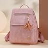 Women's Tassel Backpack Large Capacity Soft Leather Travel Backpack Student School Bag