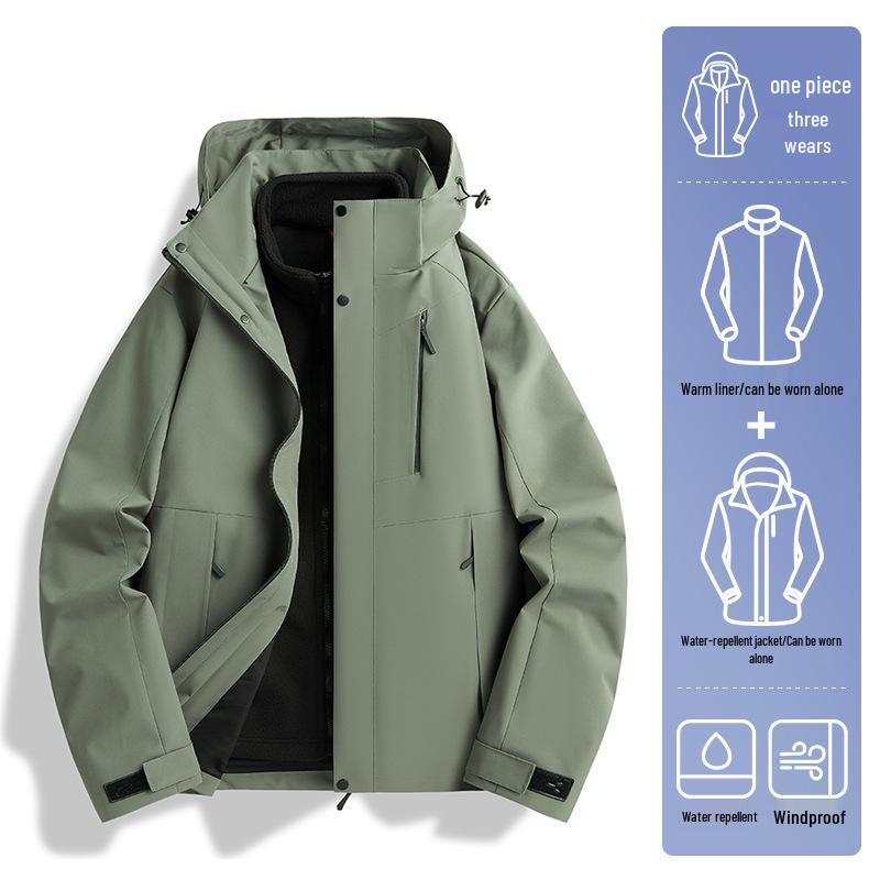 Woodpecker 3-in-1 Windproof Jacket with Removable Fleece Lining for Men & Women – Autumn/Winter Casual Outerwear