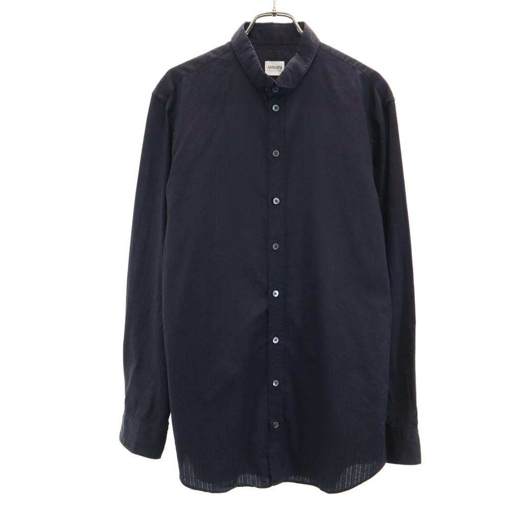Armani Collezioni Striped Pattern Long Sleeve Shirt M Black Men's Used