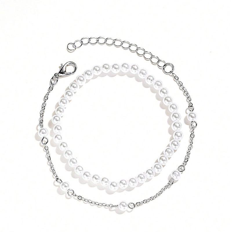 Imitation Pearl Bracelet Set for Women - Two-Piece 4mm Design
