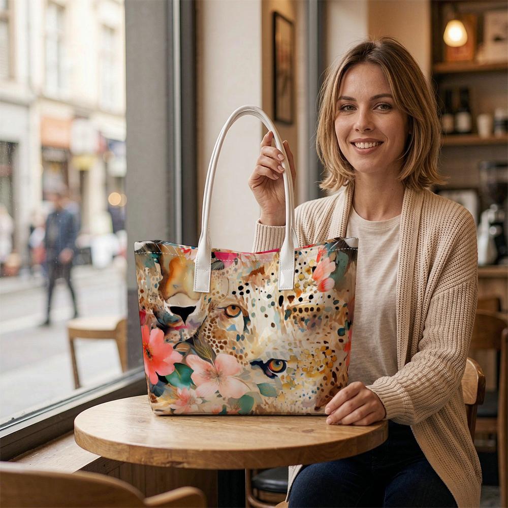 Fashion Leopard Floral Pattern Casual Large Capacity Women Daily Tote Bag