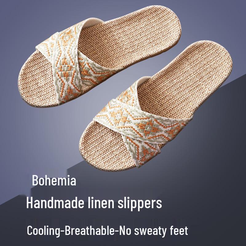 Women's Summer Silent Linen Slippers - Breathable Cotton for Indoor & Outdoor Use