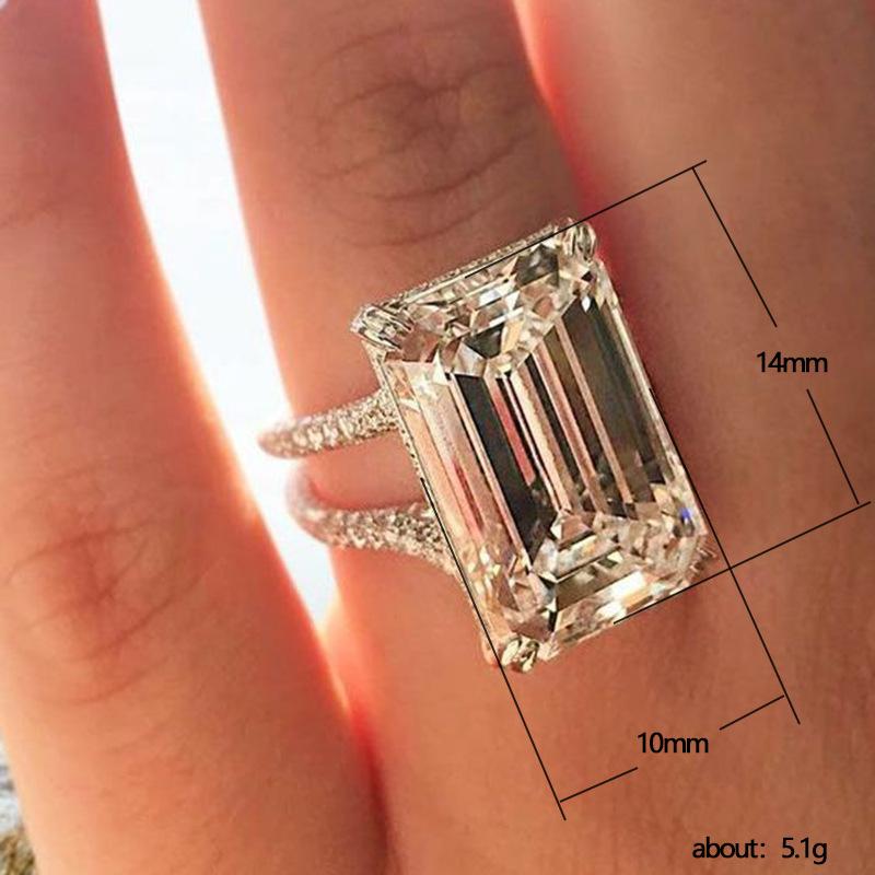 Luxury Crystal Geometric Cubic Zirconia Wedding Rings for Women Fashion Versatile Female Accessories High Quality Jewelry