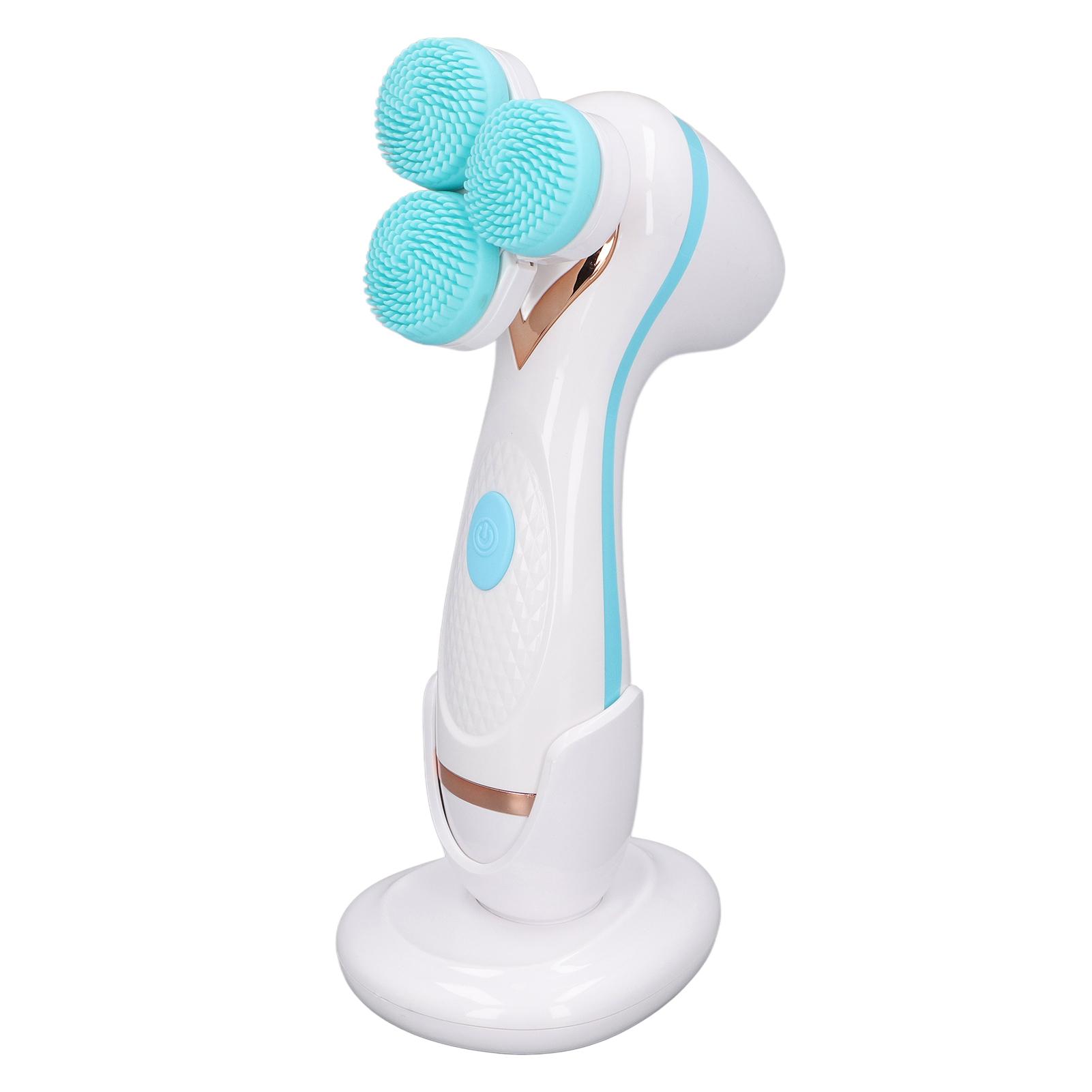 Электрическая щетка для очищения лица 3 насадки Массаж Отшелушивание Силиконовая Перезаряжаемая Скруббер для лица Портативное устройство