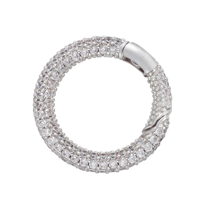ZHUKOU Round spring clasp hooks cubic zirconia crystal clasp hooks for DIY necklace jewelry accessories supplies VK123