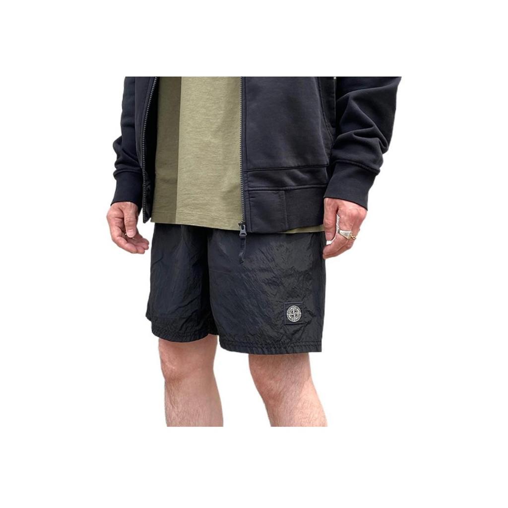 Stone Island Patch Logo Swim Shorts Black Men Swimwear 7415B0943-V0029