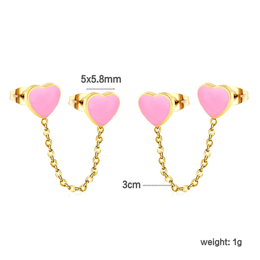 Personalized Long Heart Drip Oil Screw Ear Bone Studs Double Ear Piercing Earrings for Women