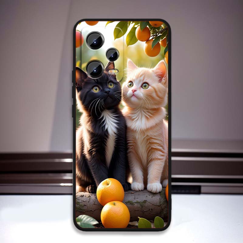 

Cute cartoon cat illustration Phone Case For Xiaomi Redmi Note 15 14 13 12 12S 11E 11 11S Pro Plus 4G 5G Black Soft TPU Redmi note 15 5G