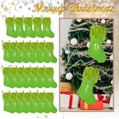 Christmas Stockings Small Embroidered Letter Knitted Xmas Hanging Stocking Decorations Christmas Party Decor