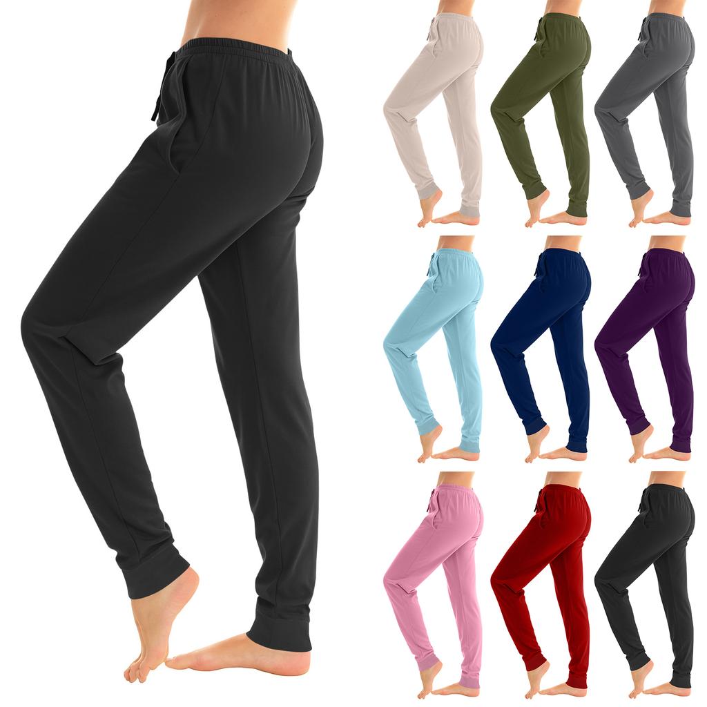Women  Winter Soild Color Pants Full Length Long Trousers Sports Pants
