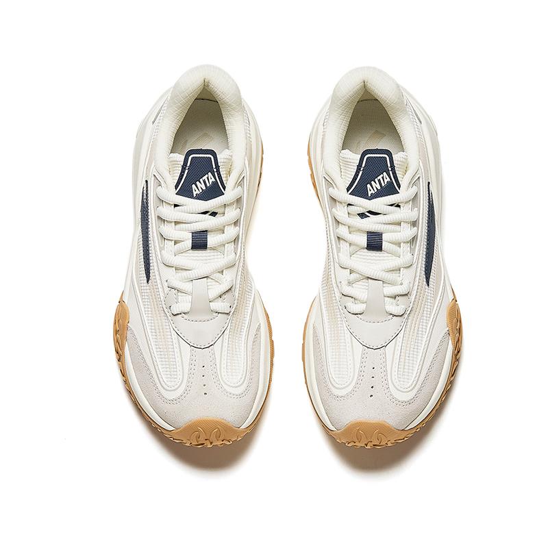 Anta Comfortable Versatile Thick Sole Low Top Lifestyle Casual Shoes Women Sneaker White Gray Yellow 922418870-1