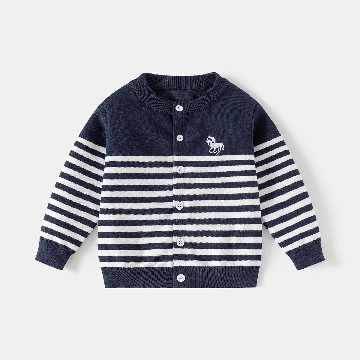 

Boys Retro Academy Style Knit Cardigan - Versatile Spring & Autumn Fashion Sweater 130cm Темно-синій