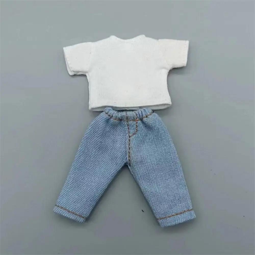 Doll Fashion Clothes For 1/11 Ob11 Dolls Denim Trousers For 1/12 Bjd/Gsc Doll T-Shirt Mini Cute Doll Pants Diy Doll Accessories