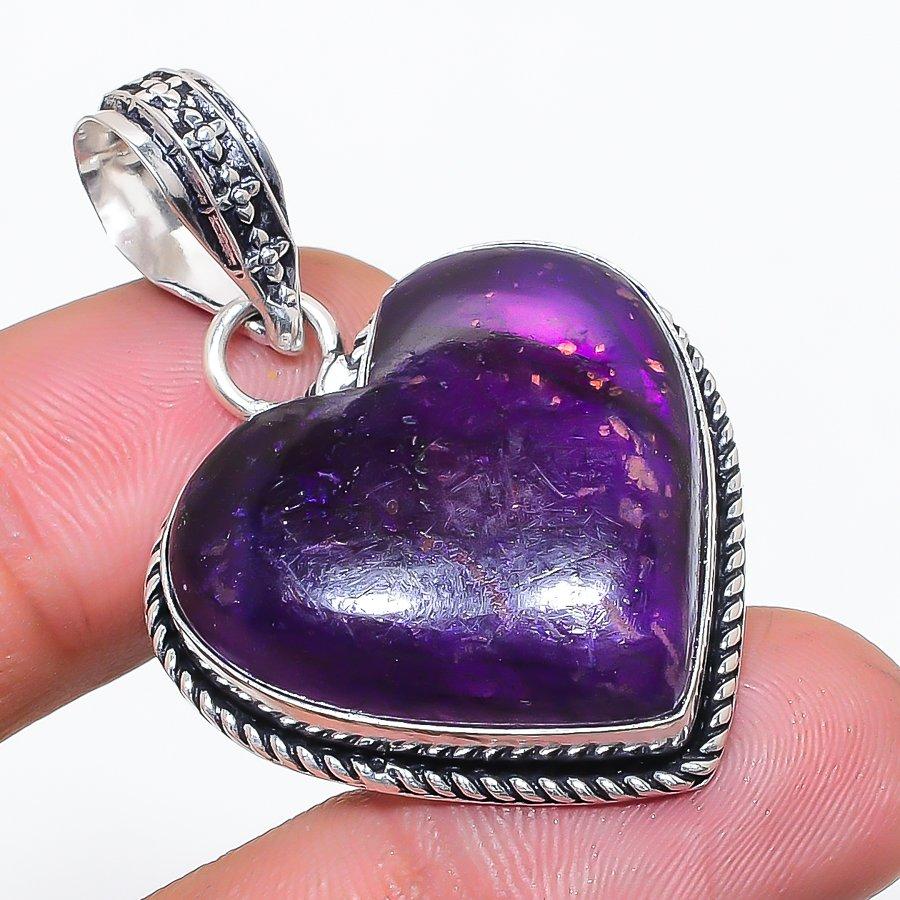 Natural Purple Labradorite Gemstone 925 Sterling Silver Pendant 1.77 AP-14255