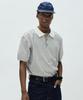 Pilpeu Half-Open Collar Short-Sleeved Stripe Knit (Gray)
