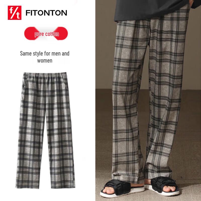 FitonTon Pure Cotton Plaid Couple s Lounge & Pajama Pants L