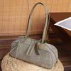 Women's bag first layer matte cowhide bag new retro leather shoulder bag autumn and winter bowling bag
