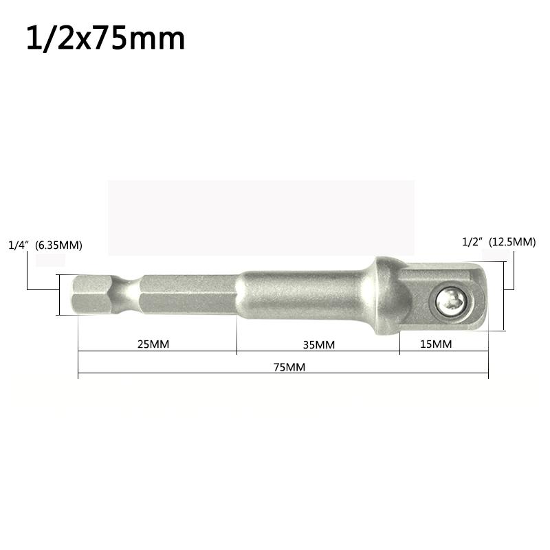 Druckluft-/Elektro-Schlagschrauber Steckschlüssel-Adapter: 1/4 Zoll Sechskant auf 3/8 Zoll / 1/2 Zoll Vierkant-Kopfverbinder.