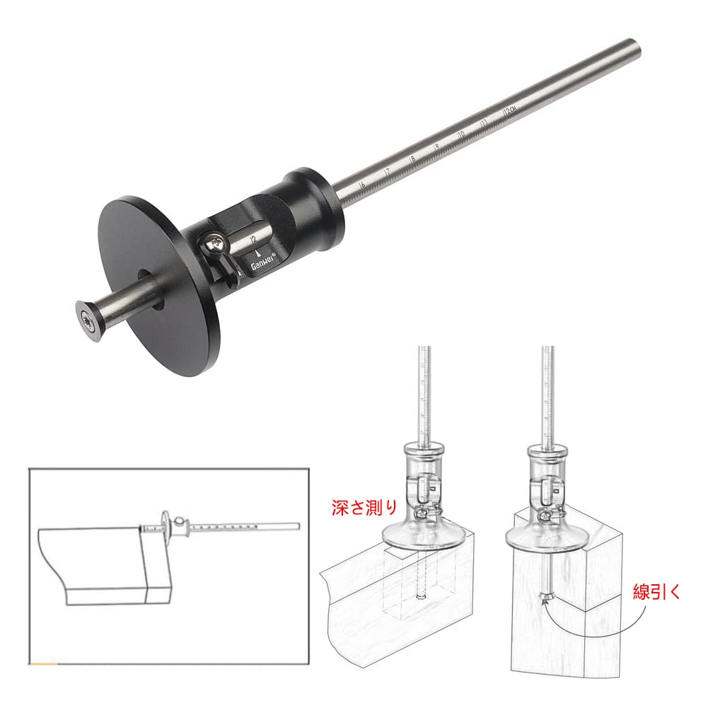 FTtool Woodworking Scribing Aluminum Blade Adjustable DIY Gauge, Type, Scale, Tool, Black, HRGJ96-BL