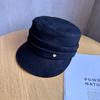 Women Solid Fashion Color Suede Flat Top Hat For Autumn And Wearing Winter
