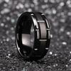 Fashion 8mm Tungsten Wedding Rings For Men Black Brushed Brick Pattern Men Stainless Steel Rings Wedding Jewelry