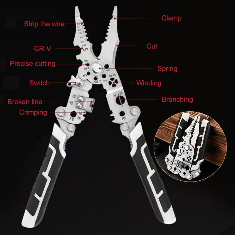 Foldable Wire Stripper Electricians Maintenance Anti-Slip Stripper Cable Multitool Wire Stripper